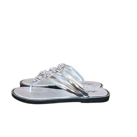 Women (Bling!)-(Diamond)-(Silver)-(Rhinestone)-(Flip Flops)-(Size: 8.5)-(Ne… - Picture 6 of 10